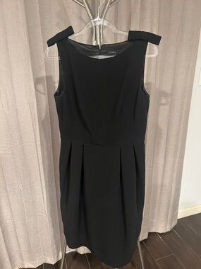 Ann Taylor Black Sleeveless Midi Dress with Shoulder Bows